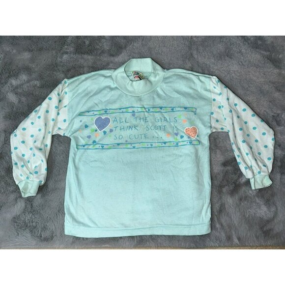 VTG 1990s Jet Set Express All The Girls Think Scott Is So Cute Sweater Girls 5 - Picture 1 of 10